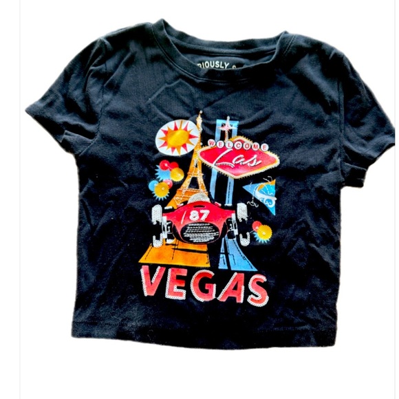 Aeropostale Seriously Soft Crop Tee. Vegas. Some sequin embellishments. Size S - Picture 1 of 3